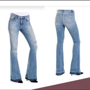Jessica Simpson Medium Wash Uptown Slim Flare Distressed Jeans